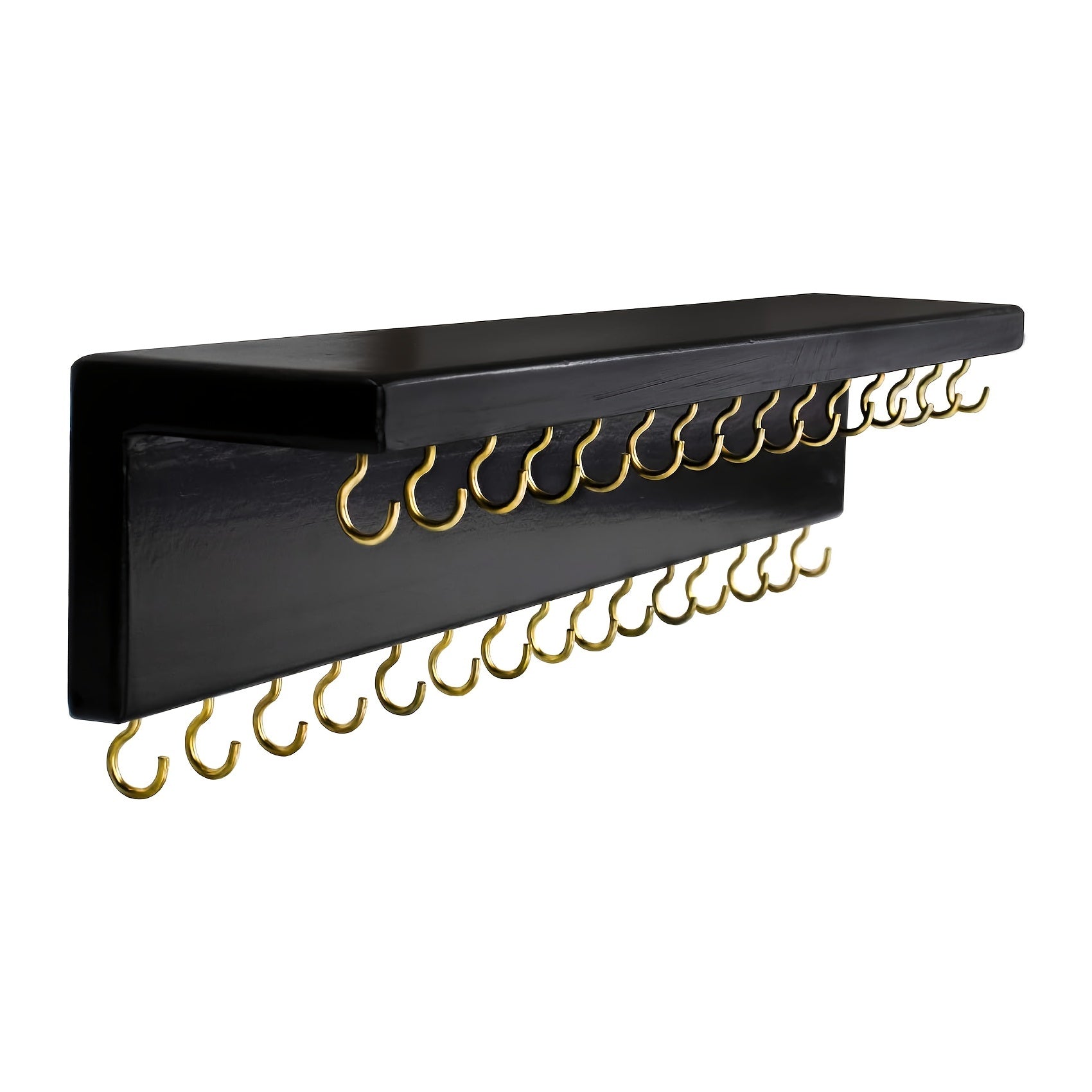 30 Hooks Rustic Wood Jewelry Organizer Shelf, Wall Mount Accessory Holder for Necklaces Earrings