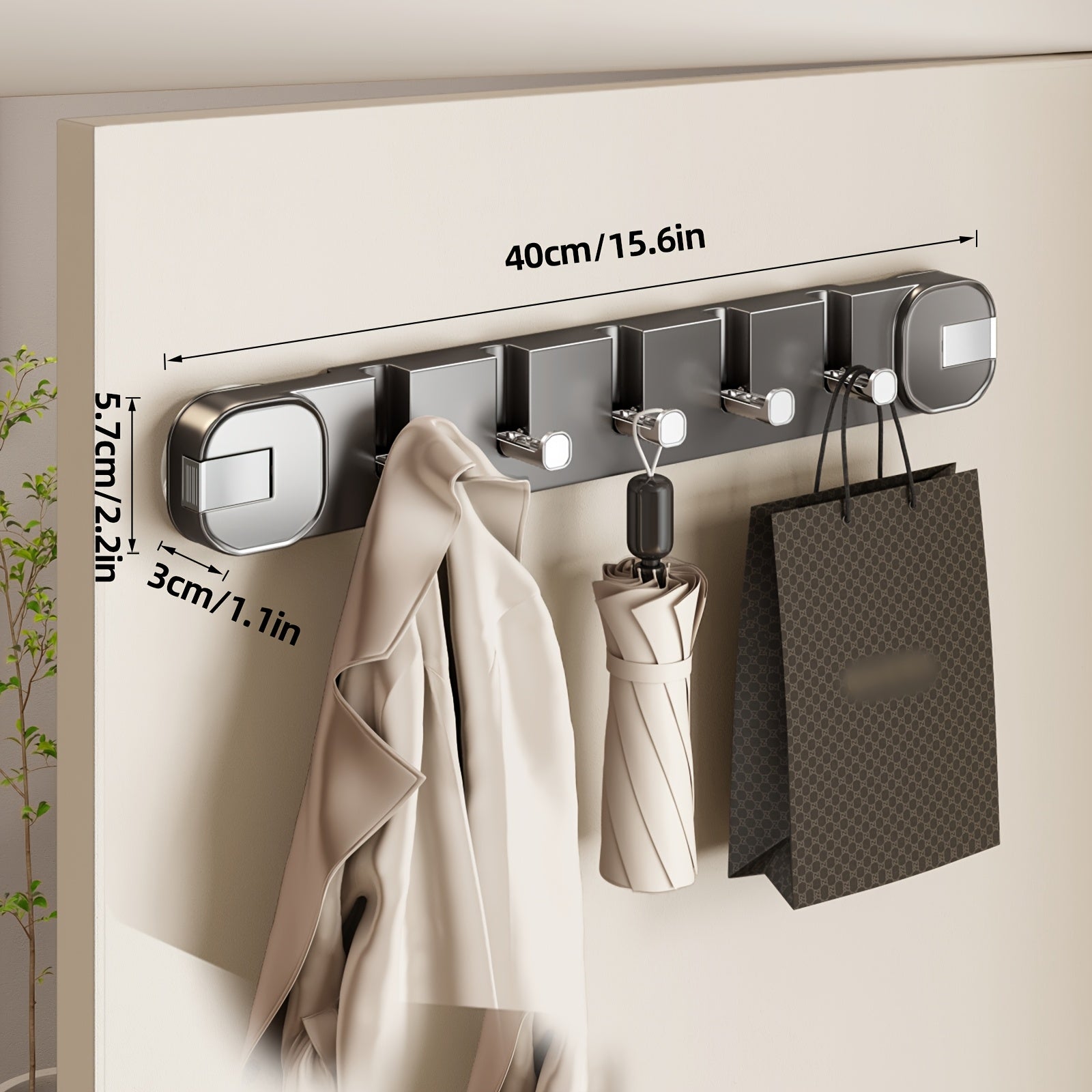 Hidden Hook Suction Cup Rack, Foldable Traceless Wall Mount Storage Box, No Drilling Easy Install Home Organizer