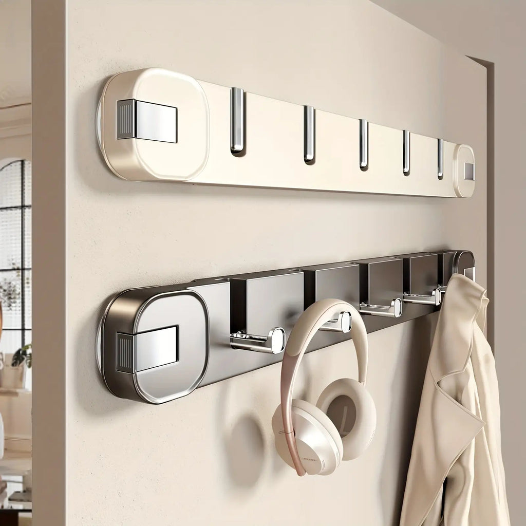 Hidden Hook Suction Cup Rack, Foldable Traceless Wall Mount Storage Box, No Drilling Easy Install Home Organizer
