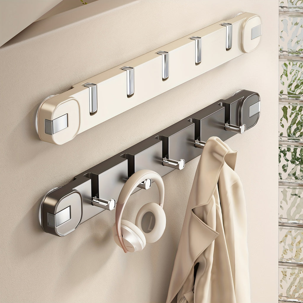 Hidden Hook Suction Cup Rack, Foldable Traceless Wall Mount Storage Box, No Drilling Easy Install Home Organizer