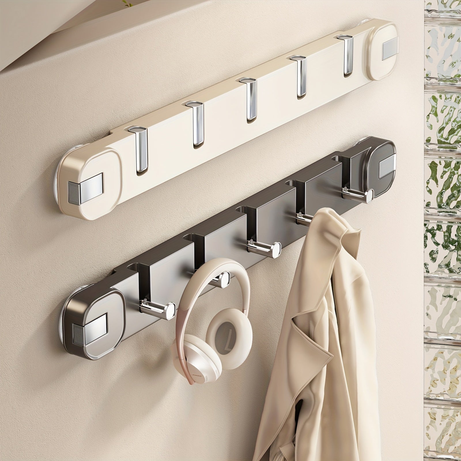 Hidden Hook Suction Cup Rack, Foldable Traceless Wall Mount Storage Box, No Drilling Easy Install Home Organizer