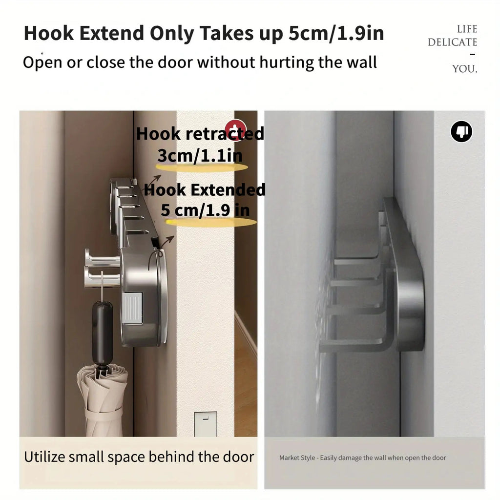 Hidden Hook Suction Cup Rack, Foldable Traceless Wall Mount Storage Box, No Drilling Easy Install Home Organizer