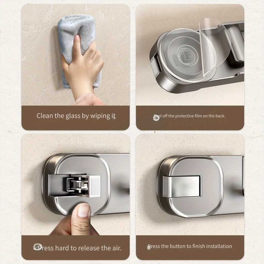 Hidden Hook Suction Cup Rack, Foldable Traceless Wall Mount Storage Box, No Drilling Easy Install Home Organizer
