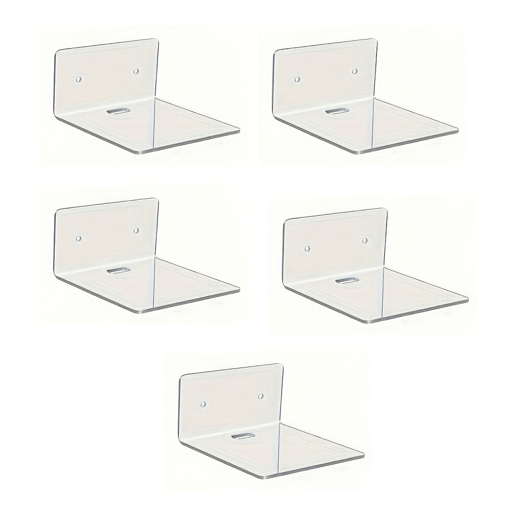 Clear Acrylic Floating Shelf, Self-Adhesive Wall Mount Display Shelf for Plants, Toys & Decor